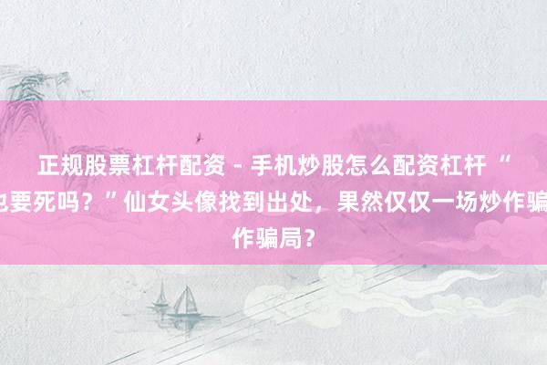 正规股票杠杆配资 - 手机炒股怎么配资杠杆 “我也要死吗？”仙女头像找到出处，果然仅仅一场炒作骗局？